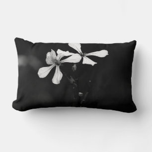 minimal black and white floral lumbar cushion