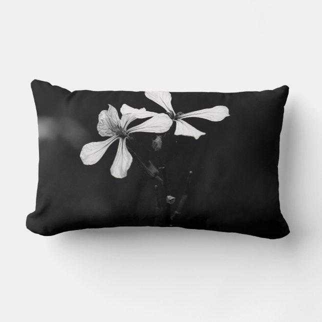 minimal black and white floral lumbar cushion (Front)