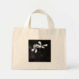 minimal black and white floral mini tote bag