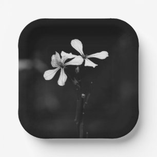 minimal black and white floral paper plate