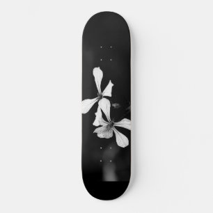 minimal black and white floral skateboard