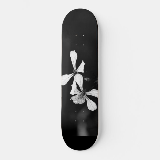 minimal black and white floral skateboard (Front)