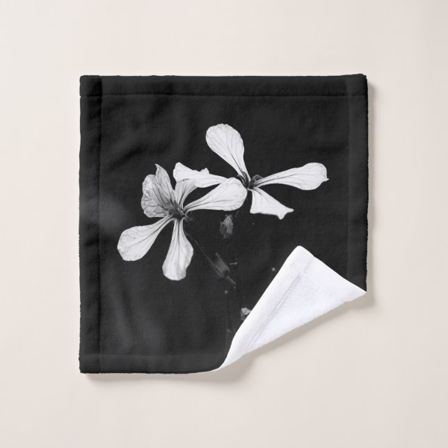 minimal black and white floral wash cloth (Wash Cloth)