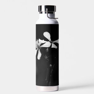 minimal black and white floral water bottle