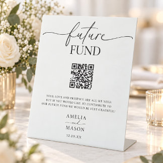 Minimal Black and White Future Fund QR Code Pedestal Sign