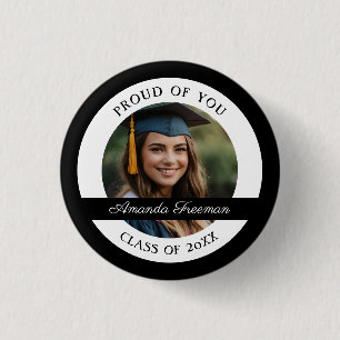 Minimal Black and White Graduate Photo 3 Cm Round Badge