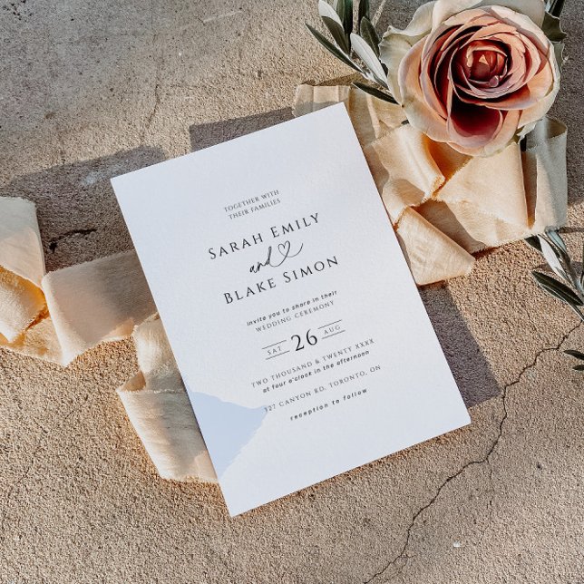 Minimal Black and White Heart Wedding Invitation (Creator Uploaded)