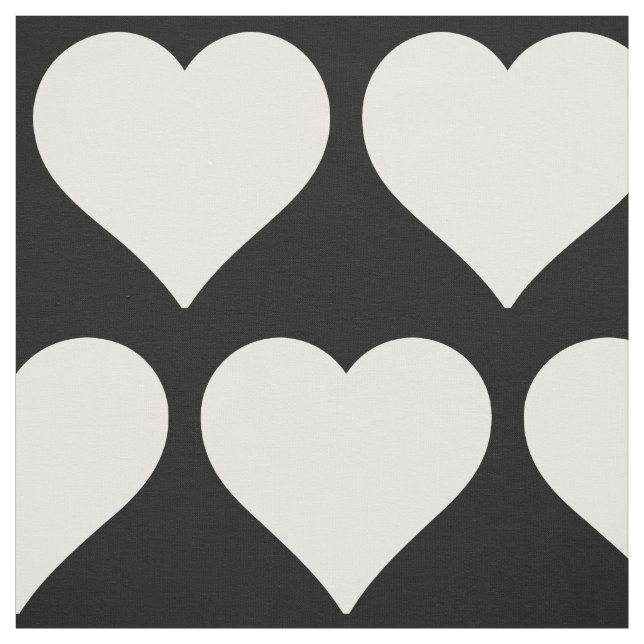 Minimal Black and White Hearts Pattern Fabric (Swatch)