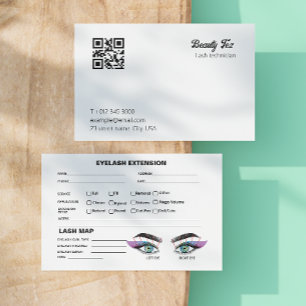 Minimal Black And White Lash Client Extension Map Business Card