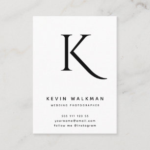 Minimal Black and White Monogram Stylish Business Card