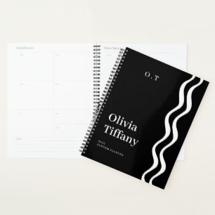 Minimal Black and White Personalized Name Year Planner