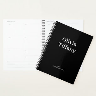 Minimal Black and White Personalized Name Year Planner