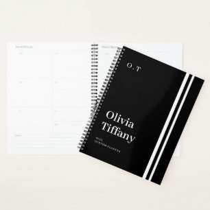 Minimal Black and White Personalized Name Year Planner