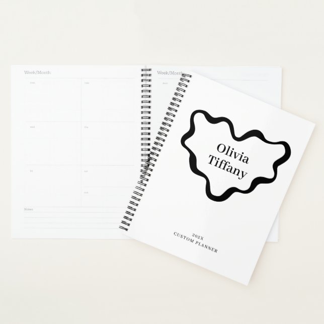 Minimal Black and White Personalized Name Year Planner (Display)