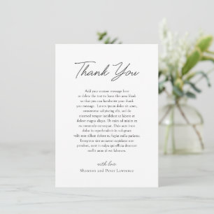 Minimal Black and White Photo Elegant Wedding Thank You Card