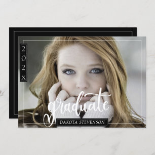 Minimal Black and White Photo Graduation Party Invitation