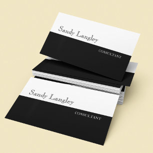 Minimal Black And White QR Code on Back Business Card