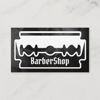 Minimal Black and White Razor Creative Barbershop Business Card