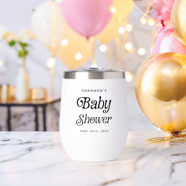 Minimal Black and White Retro Baby Shower (Bachelor Party (Rotated))
