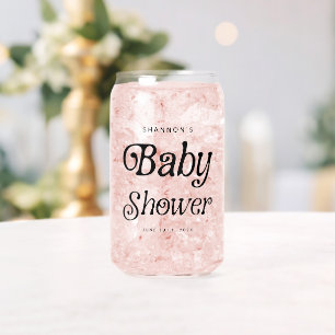 Minimal Black and White Retro Baby Shower Can Glass