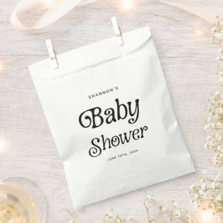 Minimal Black and White Retro Baby Shower Favour Bag