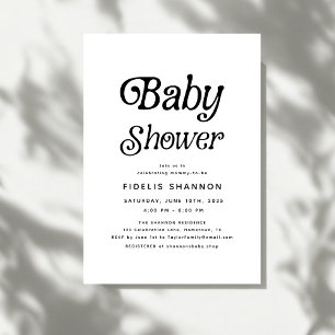 Minimal Black and White Retro Baby Shower Invitation