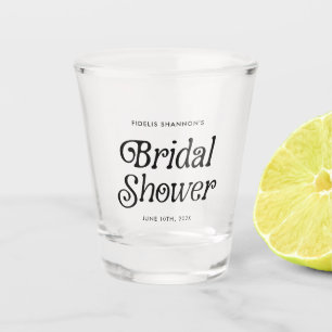 Minimal Black and White Retro Bridal Shower Shot Glass