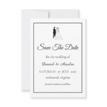 Minimal Black And White Save The Date Card
