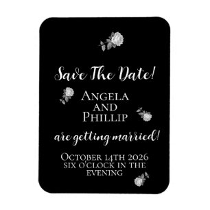 Minimal Black and White Save the Date Magnet