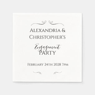 Minimal Black and White Script Engagement Party Napkin