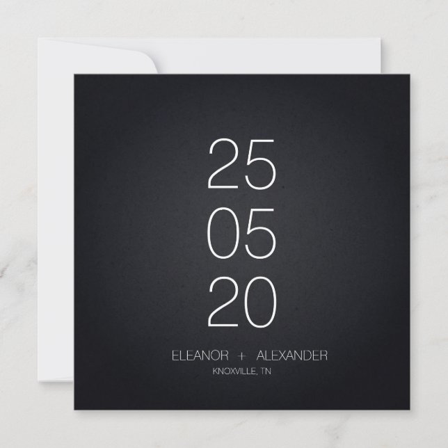 Minimal black and white simple no photo save the date (Front)