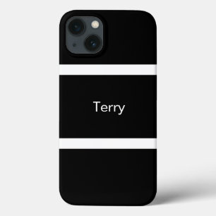 Minimal Black And White Striped Personalised iPhone 13 Case