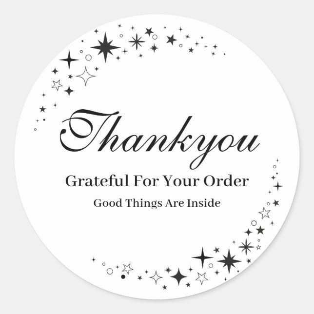 Minimal Black and white Thankyou Sticker (Front)