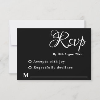 Minimal black and white Wedding Response Card