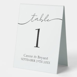 Minimal Black and White Wedding Table Number