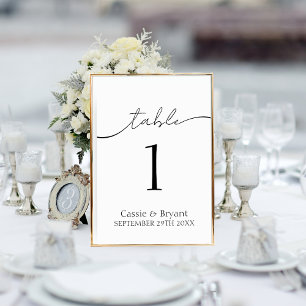 Minimal Black and White Wedding Table Number