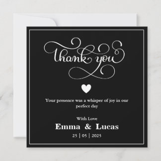 Minimal Black and White Wedding Thank You Card