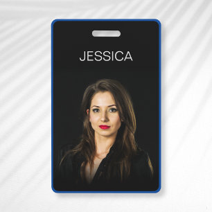 Minimal Black Blue Corporate Employee Photo ID Badge