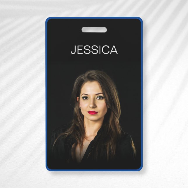 Minimal Black Blue Corporate Employee Photo ID Badge (Creator Uploaded)