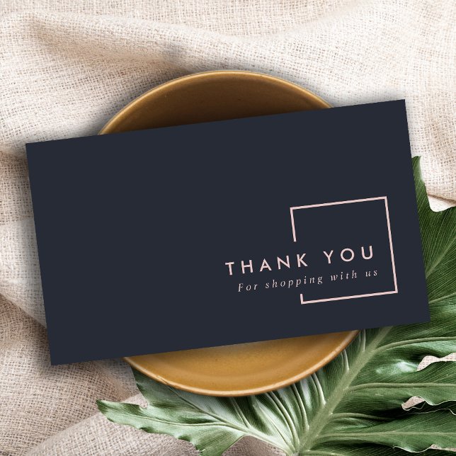 MINIMAL BLACK BLUSH RECTANGLE THANK YOU LOGO BUSINESS CARD (Creator Uploaded)