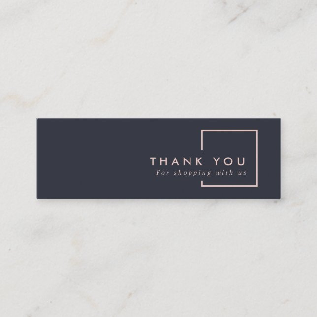 MINIMAL BLACK BLUSH RECTANGLE THANK YOU SHOPPING MINI BUSINESS CARD (Front)