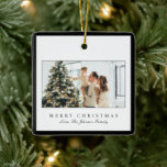Minimal Black Border Photo Elegant Christmas Ceramic Ornament<br><div class="desc">Elegant Christmas ornament featuring a simple and modern design with your favourite photos along with a border and the editable greeting "Merry Christmas".</div>