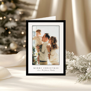 Minimal Black Border Photo Elegant Christmas Holiday Card