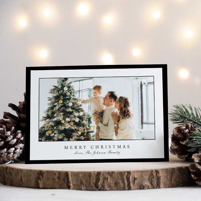 Minimal Black Border Photo Elegant Christmas Holiday Card (Creator Uploaded)