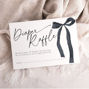 Minimal Black Bow Diaper Raffle Ticket Baby Shower Enclosure Card
