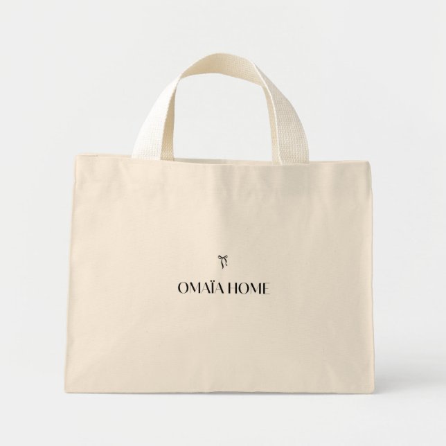Minimal Black Bow Pattern Tote Bag with OMAÏA HOME (Front)