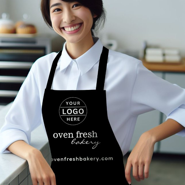 Minimal Black Business Logo Pastry Chef Bakery Apron (Creator Uploaded)