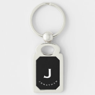 Minimal Black Classic Monogram Key Ring
