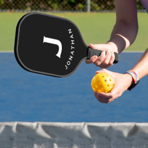 Minimal Black Classic Monogram Pickleball Paddle