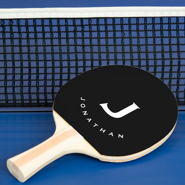 Minimal Black Classic Monogram Ping Pong Paddle (Insitu)